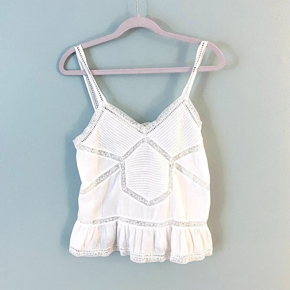 Zadig & Voltaire Camil Camisole, White lace summer blouse, Size Medium